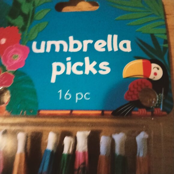 Umbrella Cocktail Picks Boat Drinks Pool Party Tropical Tiki 16 Pc Colorful - Picture 6 of 6